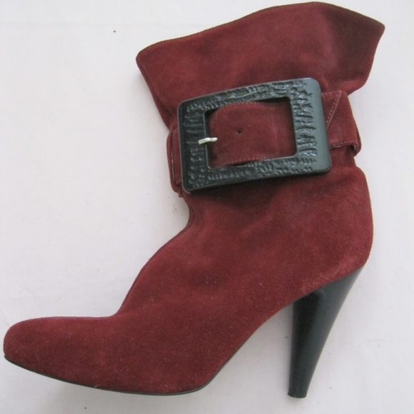 Jessica Simpson Burgundy Suede Boots Size 7 - Picture 2 of 3